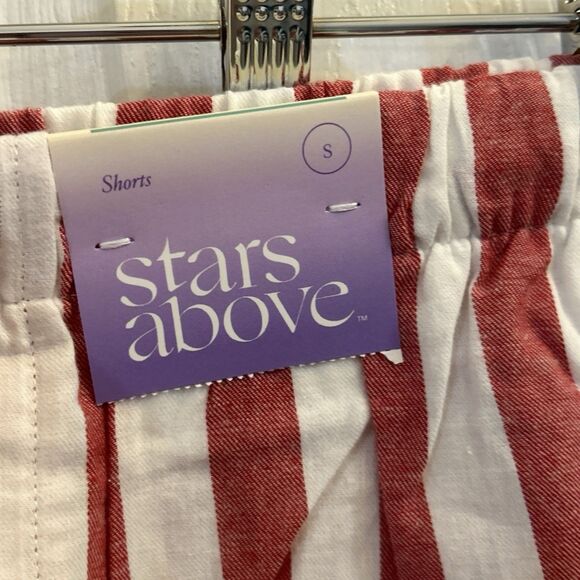 NWT Stars Above Women's Linen Blend Striped Pajama Shorts Small Red White - Picture 7 of 16